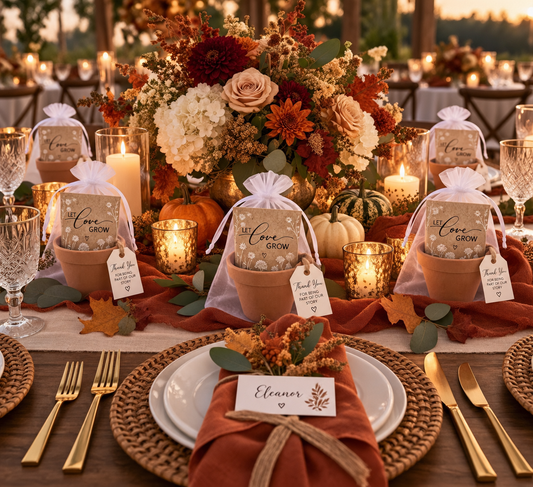 Let Love Grow Autumn Wedding Favors for Guests | Wildflower Seed Favor Kits | Fall Bridal Shower & Rustic Wedding Favors
