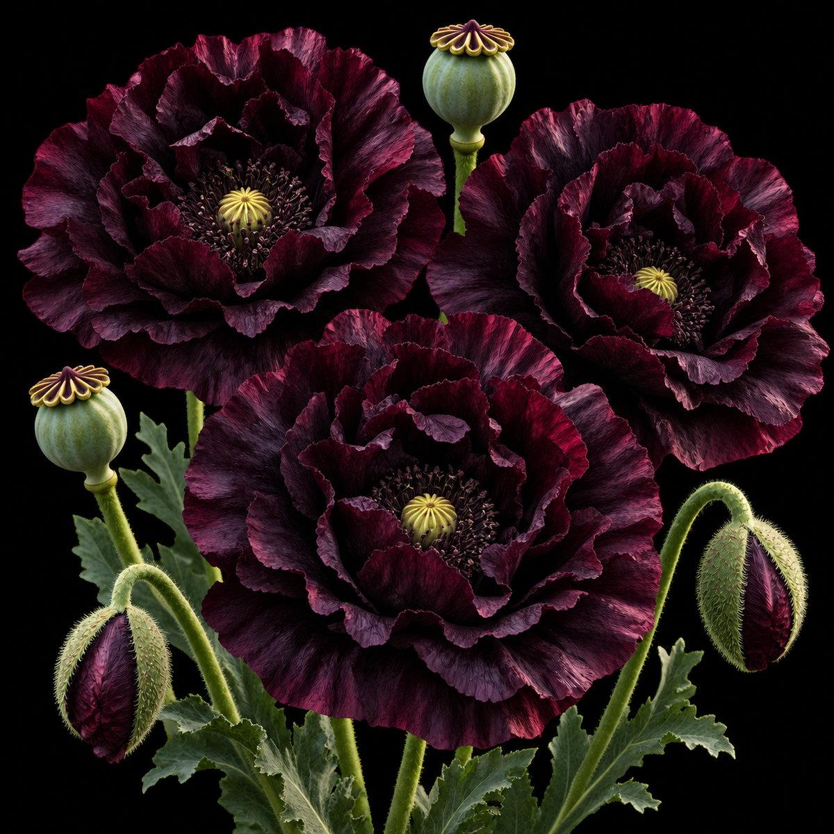 Black Peony Poppy Seeds | Papaver somniferum var. paeoniflorum | Deep Burgundy Double Poppy for Goth & Cottage Gardens