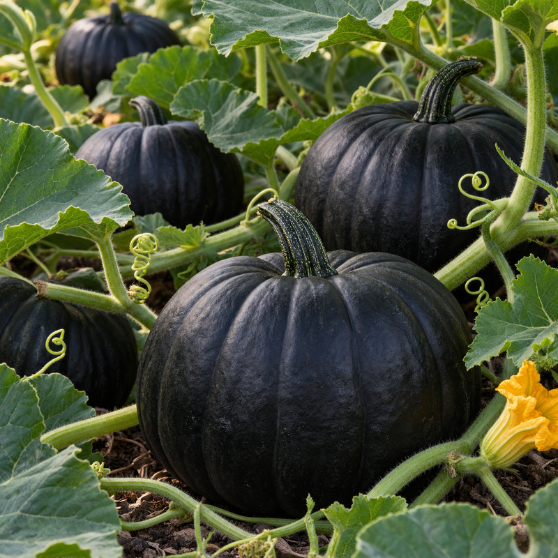 Exotic Black Pumpkin Seeds | Charcoal-Black Ribbed Pumpkin | Goth Garden, Halloween & Autumn Display Seeds