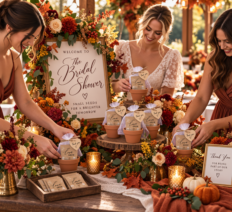Let Love Grow Autumn Wedding Favors for Guests | Wildflower Seed Favor Kits | Fall Bridal Shower & Rustic Wedding Favors