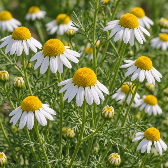 German chamomile in flower