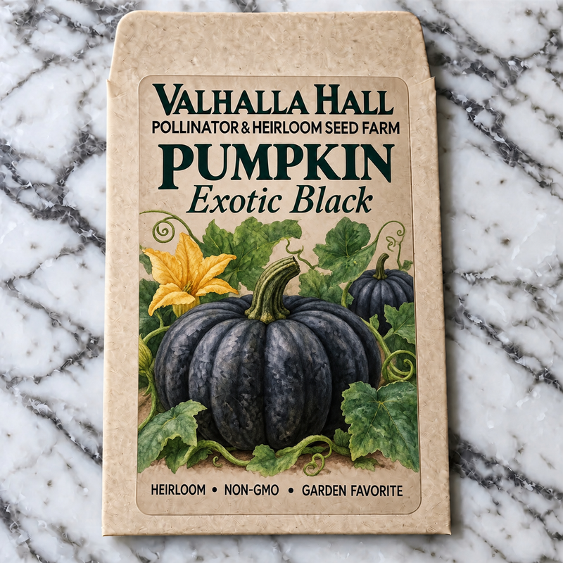 Exotic Black Pumpkin Seeds | Charcoal-Black Ribbed Pumpkin | Goth Garden, Halloween & Autumn Display Seeds