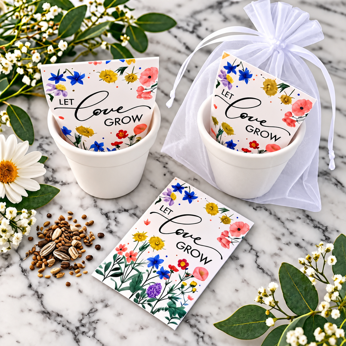 Let Love Grow Wedding Seed Favors for Guests | Pollinator Wildflower Seed Starter Kits | Garden Wedding Favors